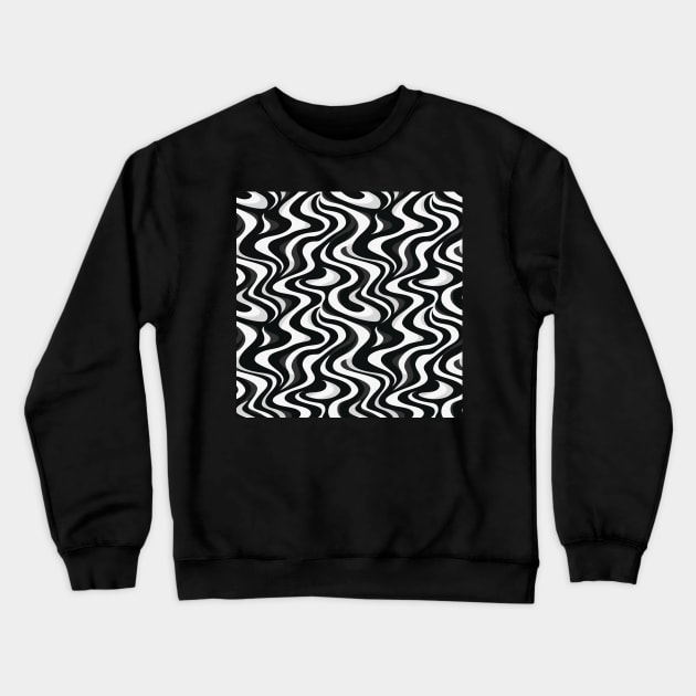 Monochrome Waves: Modern Abstract Ebb and Flow Crewneck Sweatshirt by star trek fanart and more